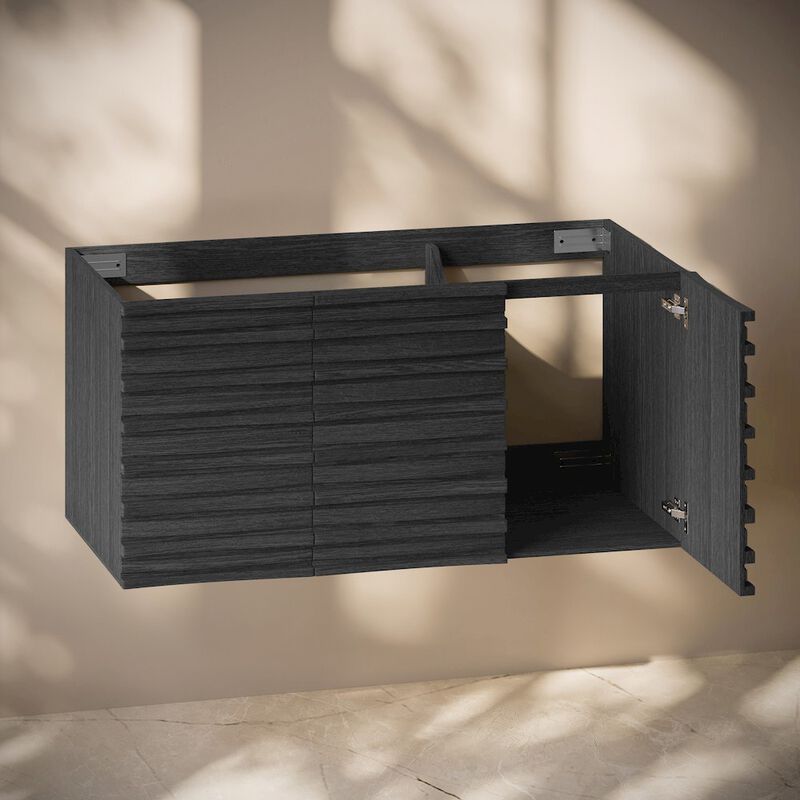 Cascade 48" Wall-Mounted Bathroom Vanity Cabinet without Top in Black Oak image number 4