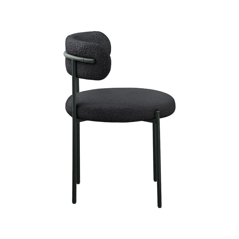 Meridian Furniture Beacon Black Boucle Fabric Dining Chair, Set of 2