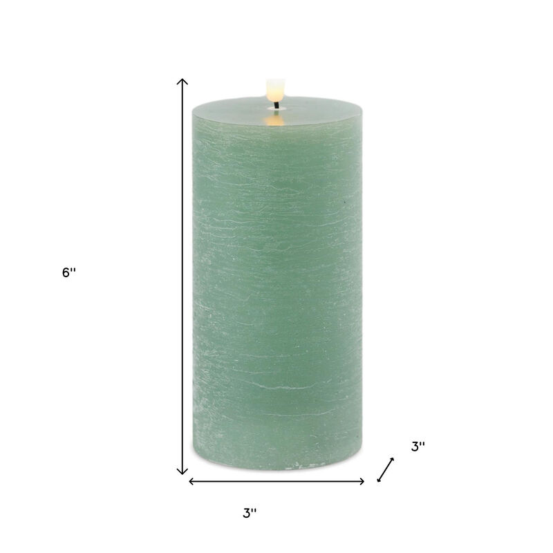 HomeRoots Set of Two Green Unscented Candle Flameless Pillar Candles image number 3