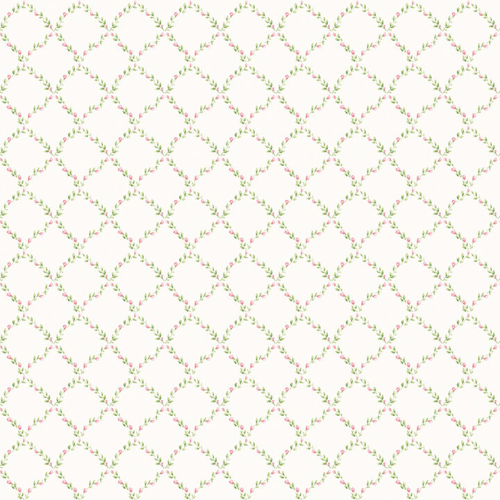 Miniatures 2 Small Rose Trail White Wallpaper G67905