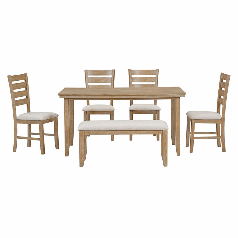 Merax 6 Pieces Rustic Wood Dining Set