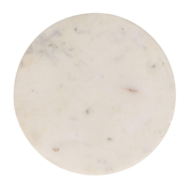 Round Marble Accent Table with Sculptural Ball Base image number 2