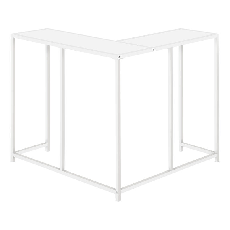 Monarch Specialties I 2160 Accent Table, Console, Entryway, Narrow, Corner, Living Room, Bedroom, Metal, Laminate, White, Contemporary, Modern