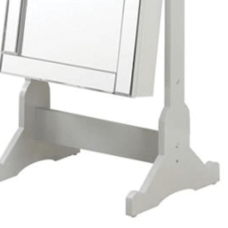 Beautiful  Jewelry Cheval Mirror  With Interior Storage, Gray-Benzara