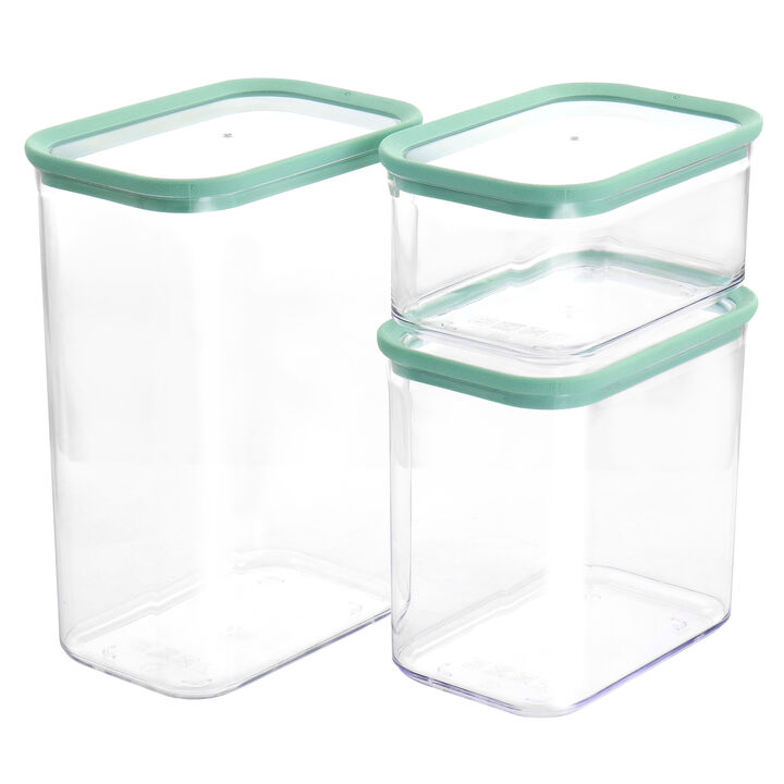 Martha Stewart 3 Piece Rectangular Plastic Stackable Container Set in Mint Green