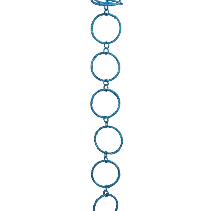 5' x 1.75" Turquoise Peacock Blue Round Chain Christmas Garland - Unlit