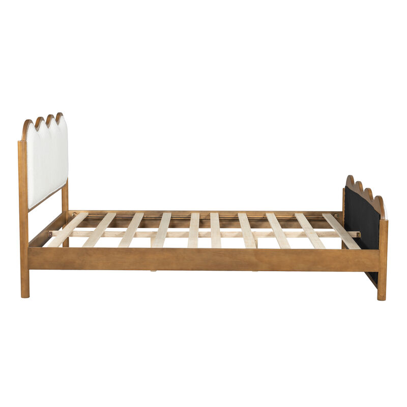 Christopher Knight Home Priscilla Modern Bed Frame with Boucle Upholstered  Wavy Headboard image number 4