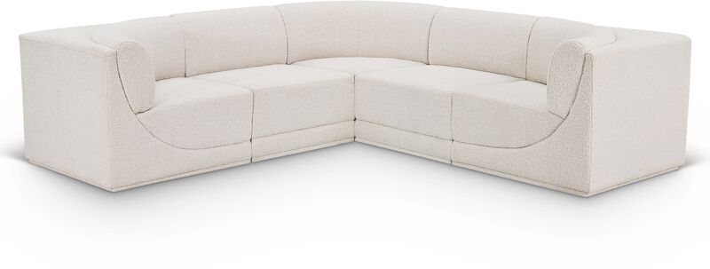 Meridian Furniture Ollie Cream Boucle Fabric Modular Sectional