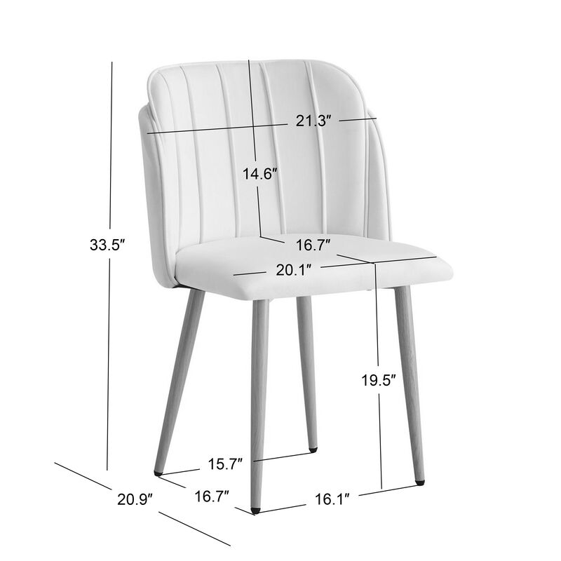Set of 2 Scandinavian Dining Chairs with Metal Legs