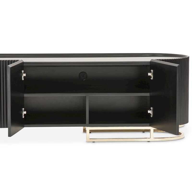 Michael Amini Lisbon Media Cabinet - Silken Matte Black