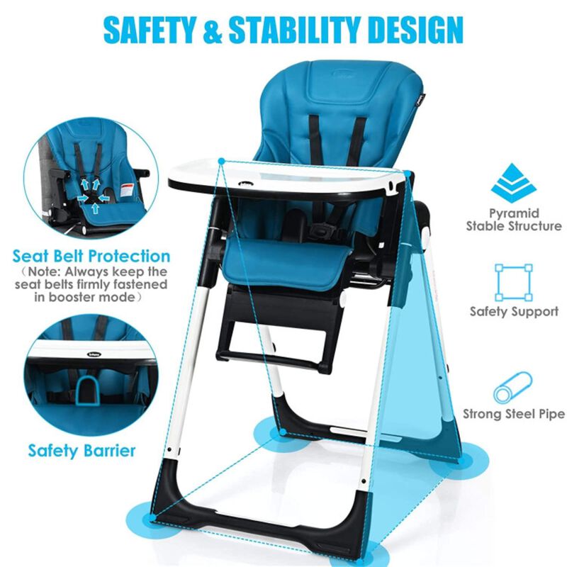 Hivvago 4-in-1 High Chair Booster Seat with Adjustable Height and Recline