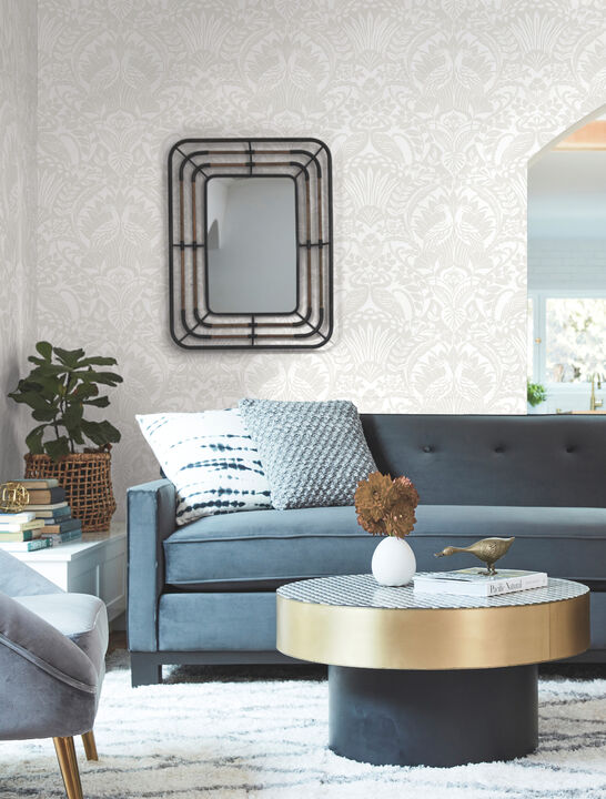 Egret Damask White & Cream Wallpaper (Set of 2)