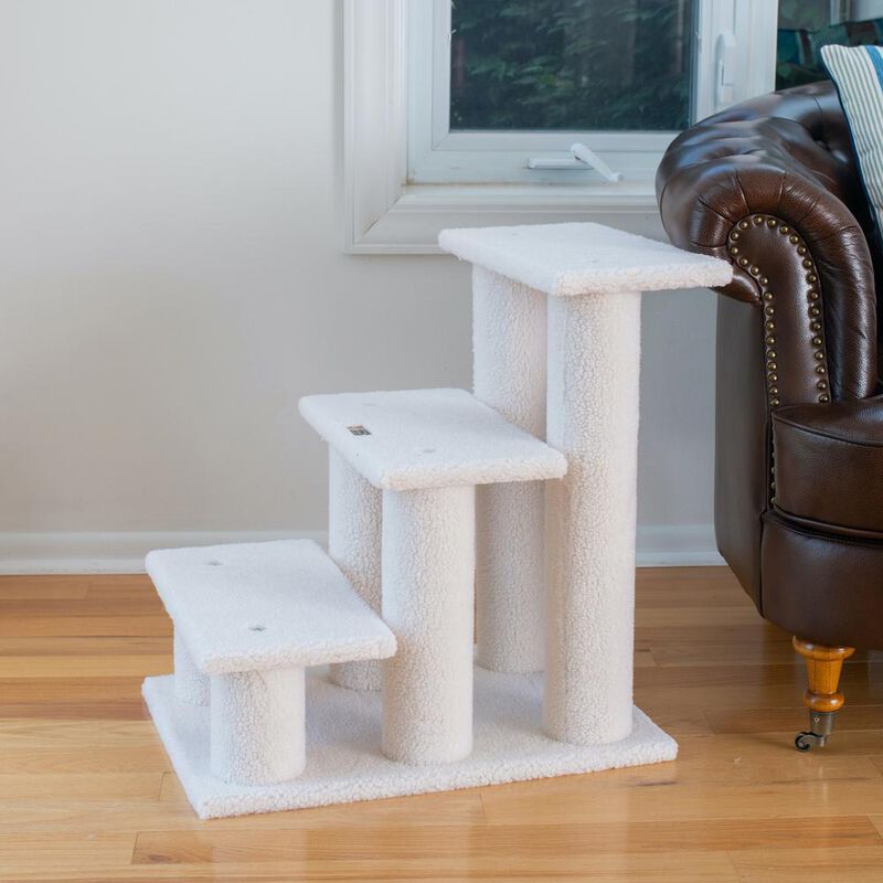 Armarkat 3 Step Real Wood Cat Step Stairs Ramp, 25 Height Dogs Climber And Kitten Steps