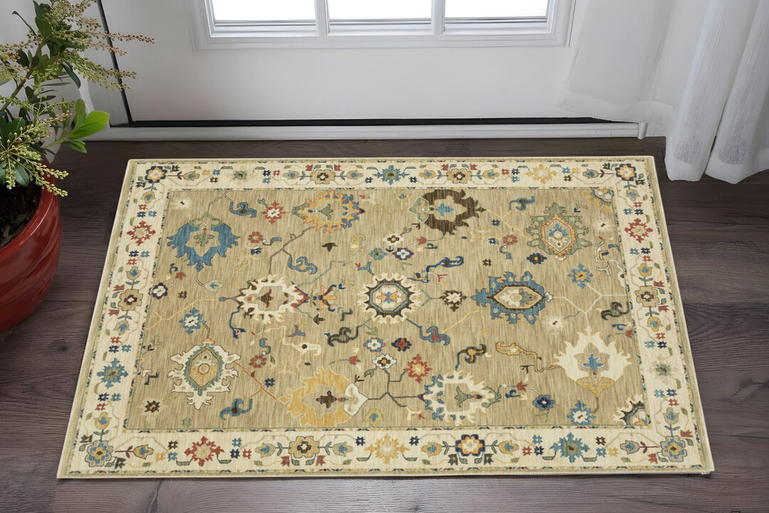 HomeRoots Oriental Area Rug With Fringe