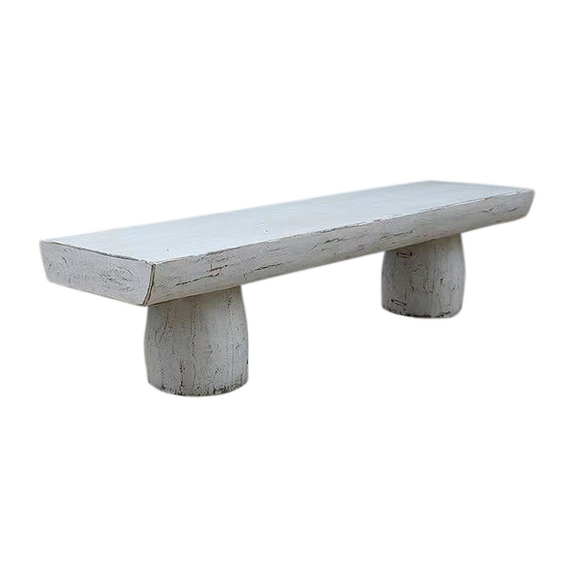 Reclaimed Pinewood Accent Bench in White image number 2