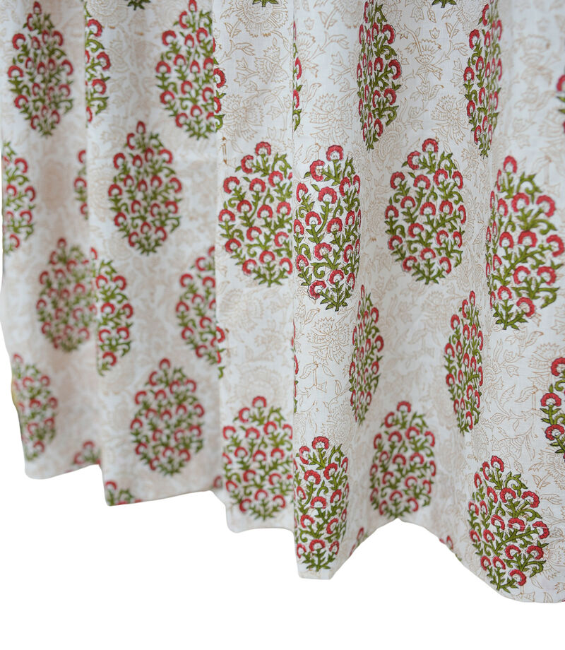Fabdivine Floral Block Print 42x102 Inch Curtain Semi Sheer Linen Fabric for Farmhouse Living Room D&eacute;cor, Gudhal image number 6