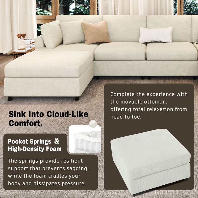 Merax U-Shaped Sectional Sofa with Movable Ottoman image number 6