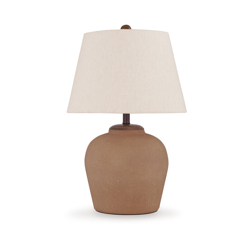 Tery Table Lamp, Empire Hardback Shade, Textured Rust Brown Metal Base - Benzara