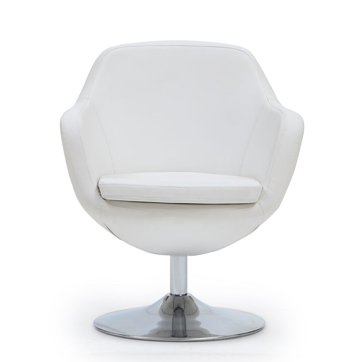 Caisson White Swivel Accent Chair