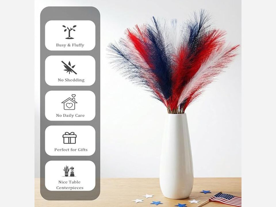 50 Piece White Artificial Pampas Stems Vase Filler Grass Decor