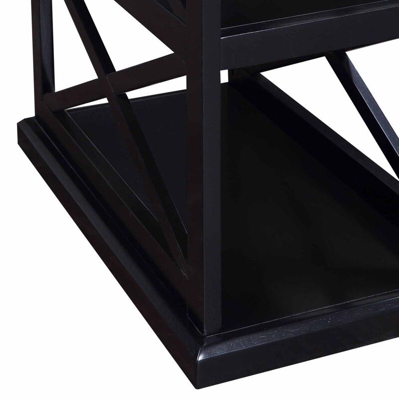 Convenience Concepts Coventry Chairside End Table with Shelves Black