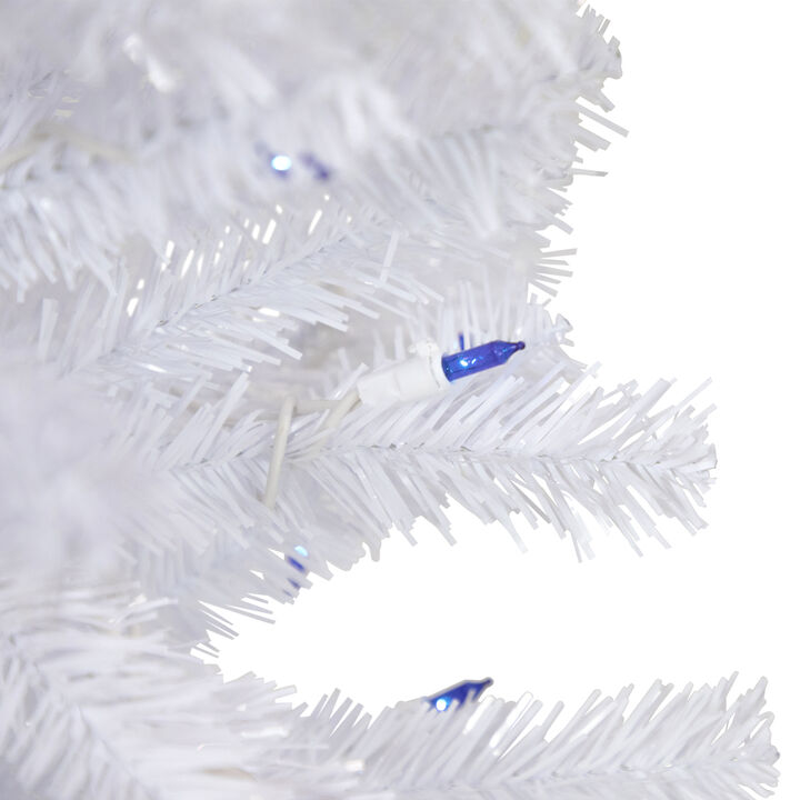 3' Pre-Lit Woodbury White Pine Slim Artificial Christmas Tree  Blue Lights