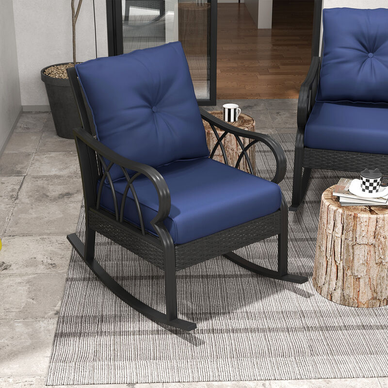 Hivvago Wicker Rocking Chair Set with Padded Seating for Outdoors image number 6