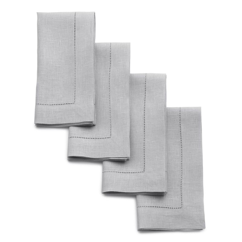 Christmas Linen Dinner Napkins 20 x 20 in Set of 4 - Classic Hemstitch, Solino Home