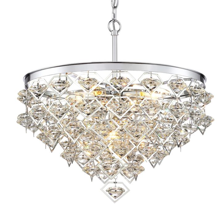 20"D 5-light Modern Luxury Chrome Crystal Chandelier For Living Room, Dining Room, Foyer