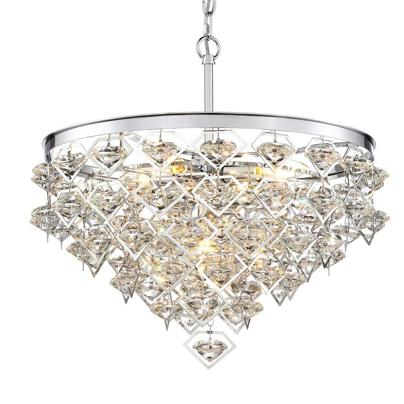 20"D 5-light Modern Luxury Chrome Crystal Chandelier For Living Room, Dining Room, Foyer image number 1