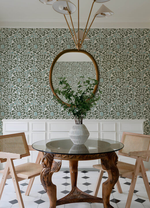 Divine Green Abstract Medallion Wallpaper