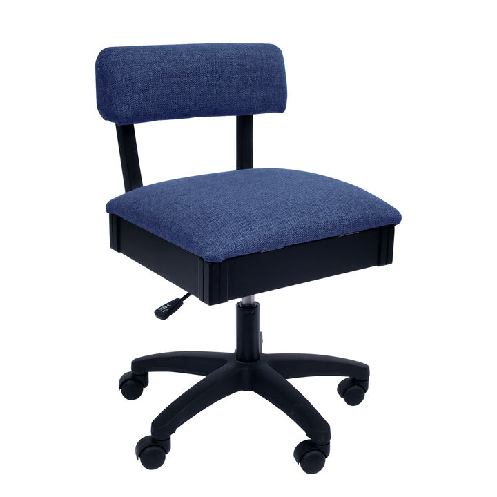 Hydraulic Sewing Chair with Adjustable Height and Cushion Seat &ndash; Duchess Blue Print