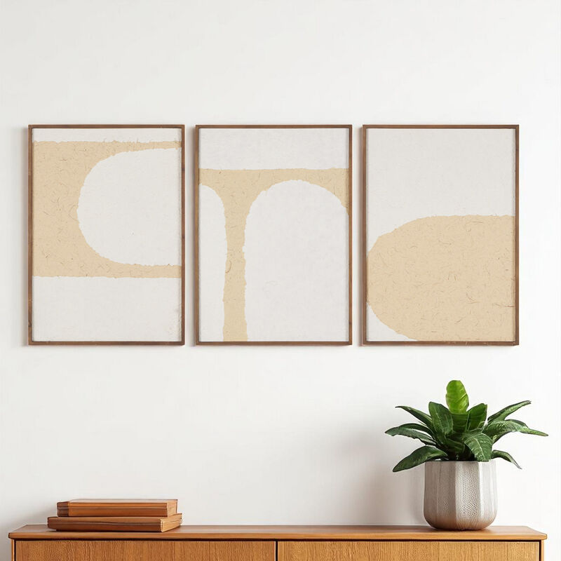 HomeRoots Set Of Three Encore Brown Framed Minimalistic Wall Art image number 1