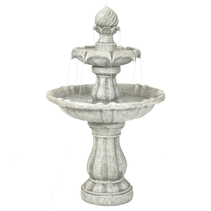 Sunnydaze Resin Outdoor 2-Tier Solar Water Fountain with Battery