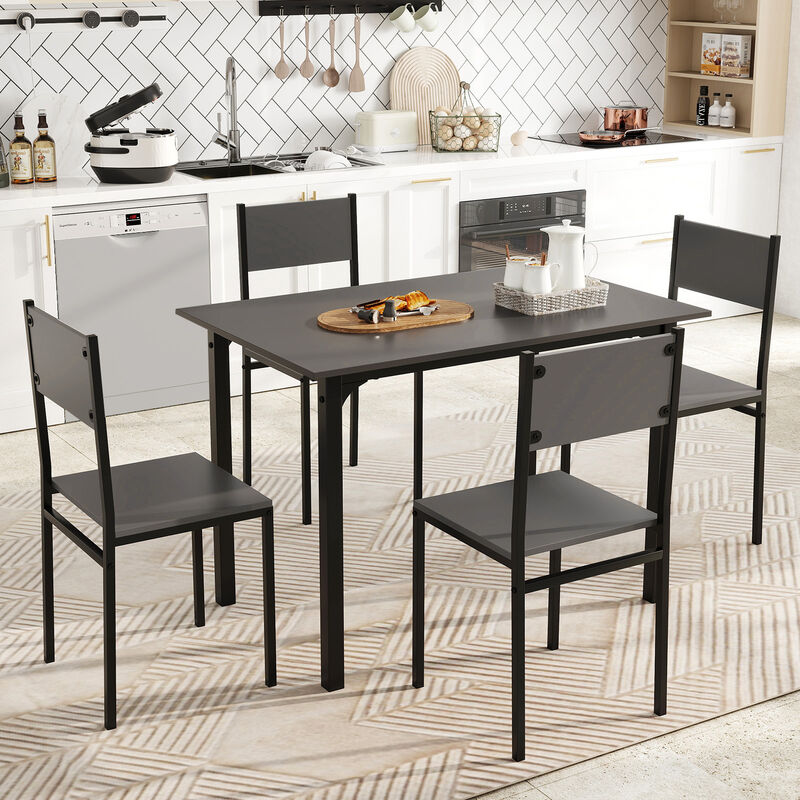 5-Piece Kitchen Dining Set with Industrial Table and 4 Chairs