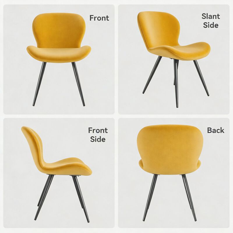 Modern Midcentury PU Leather Dining Chair Set of 4 image number 2