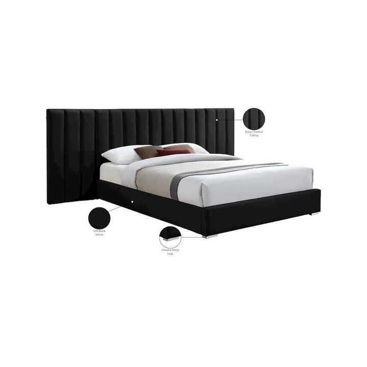 Meridian Furniture Pablo Black Velvet King Bed