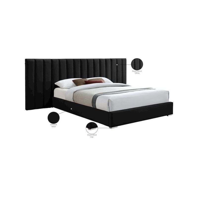 Meridian Furniture Pablo Black Velvet King Bed