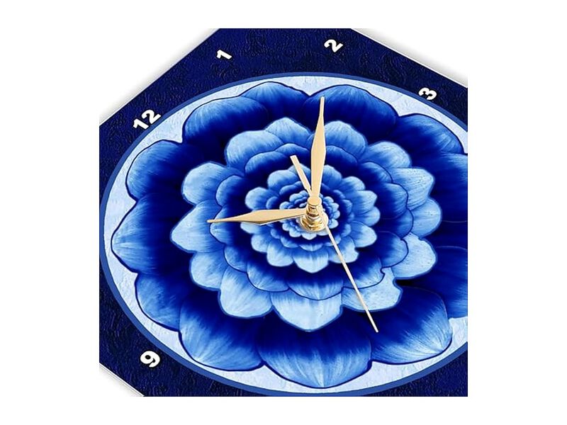 Pastel Blue Cobalt Fantasy Mandala Flower Wall Clock 10 Inch Home Decor image number 3