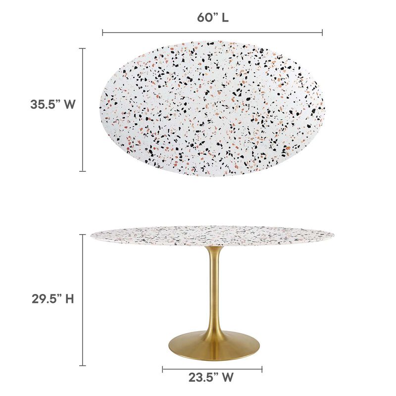 Modway - Lippa 60" Oval Terrazzo Dining Table Gold White