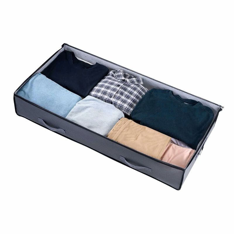 6 Pack Under Bed Storage Bins with Clear Lids for Clothes, Shoes, and Bedroom Use-Grey image number 9