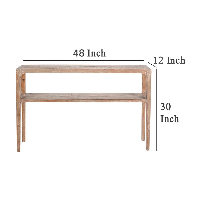 Tuley Sofa Console Table, Storage Shelf, Pine Wood, Gray, 48 Inch