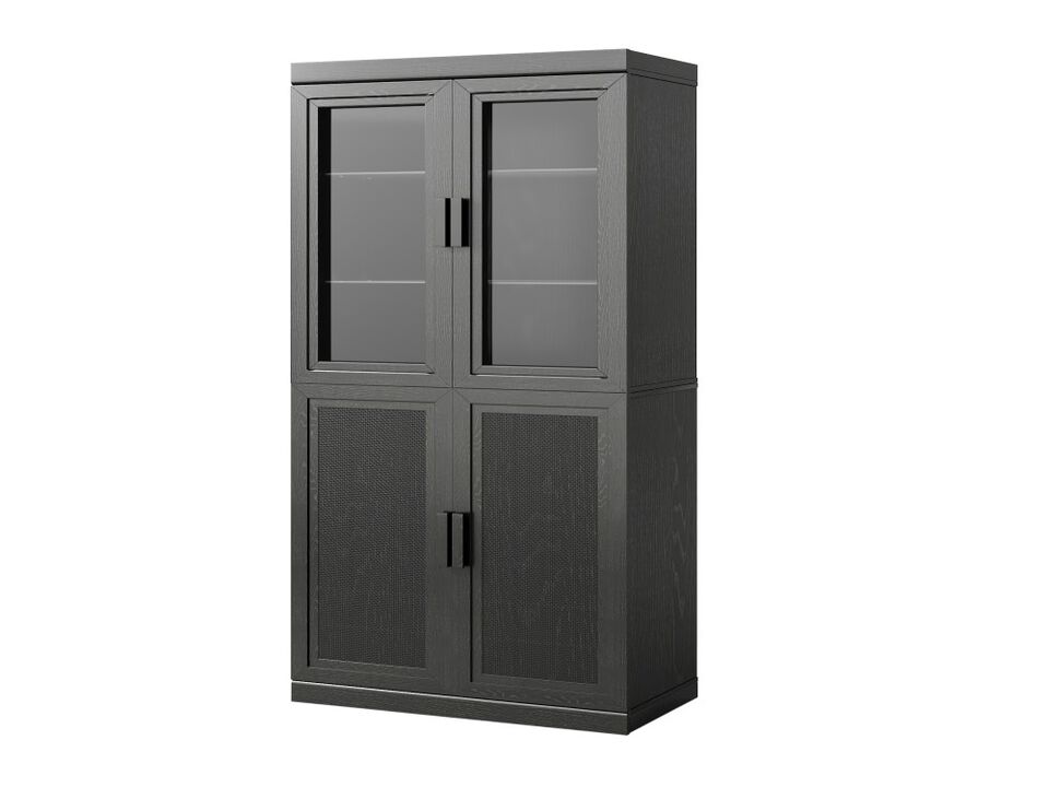 Simple Glass Cabinet Door Decoration Storage Cabinet Combination Cabinet with 6-Story Shelves