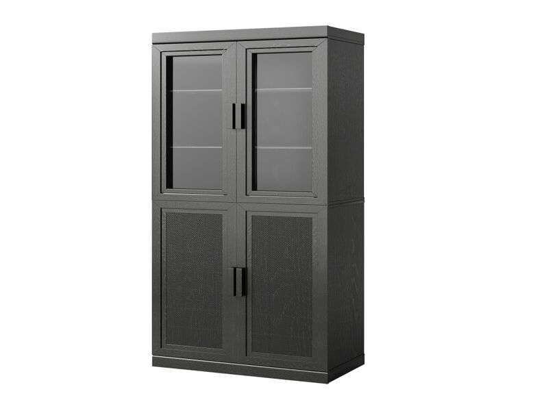 Simple Glass Cabinet Door Decoration Storage Cabinet Combination Cabinet with 6-Story Shelves image number 0