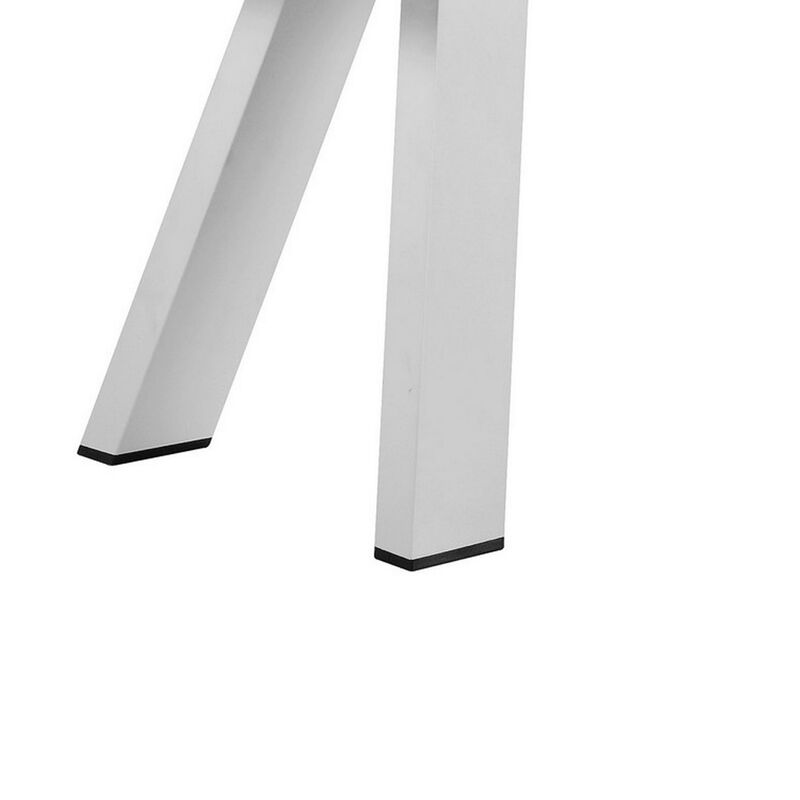 Zia 54 Inch Outdoor Dining Bench, White Polyresin Top, White Aluminum Frame-Benzara