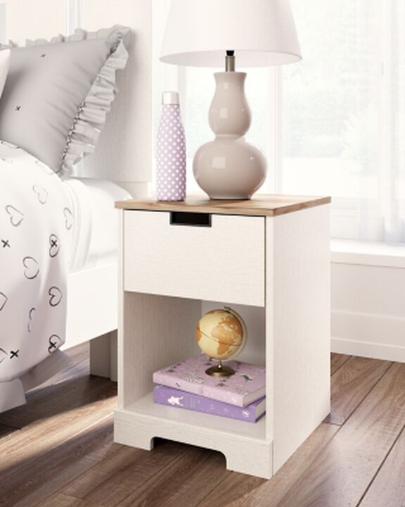 Ashley Vaibryn 16" Nightstand in White with wood top