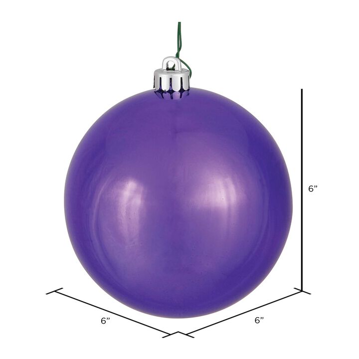 Vickerman 6" Plum Shiny Ball Ornament 4 per Box