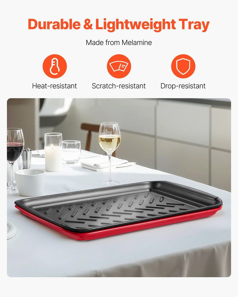 2-Pack Plastic Serving Trays with Handles, Anti-Slip Prep and Serve Trays for BBQ & Kitchen image number 3