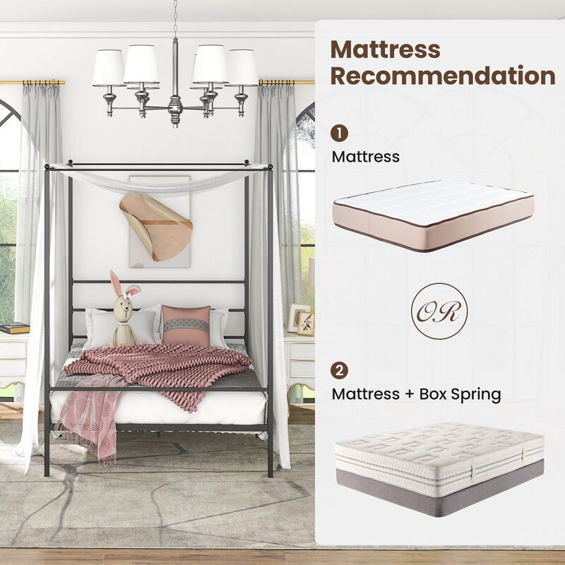 Canopy Bed Frame with Slat Support, Sturdy Metal Frame image number 4