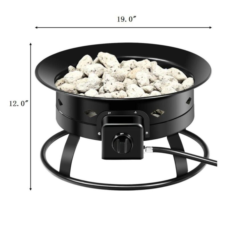 Hivvago 58 000BTU Firebowl Outdoor Portable Propane Gas Fire Pit with Cover and Carry Kit